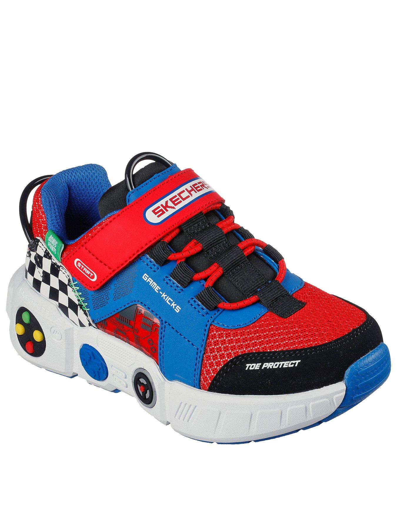 Skechers red white hot sale and blue