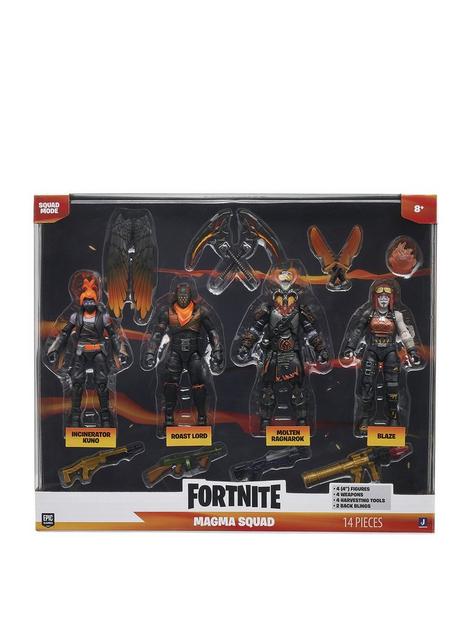 fortnite-squad-mode-molten-legends-four-4-inch-articulated-figures-with-weapons-harvesting-tools-and-back-bling