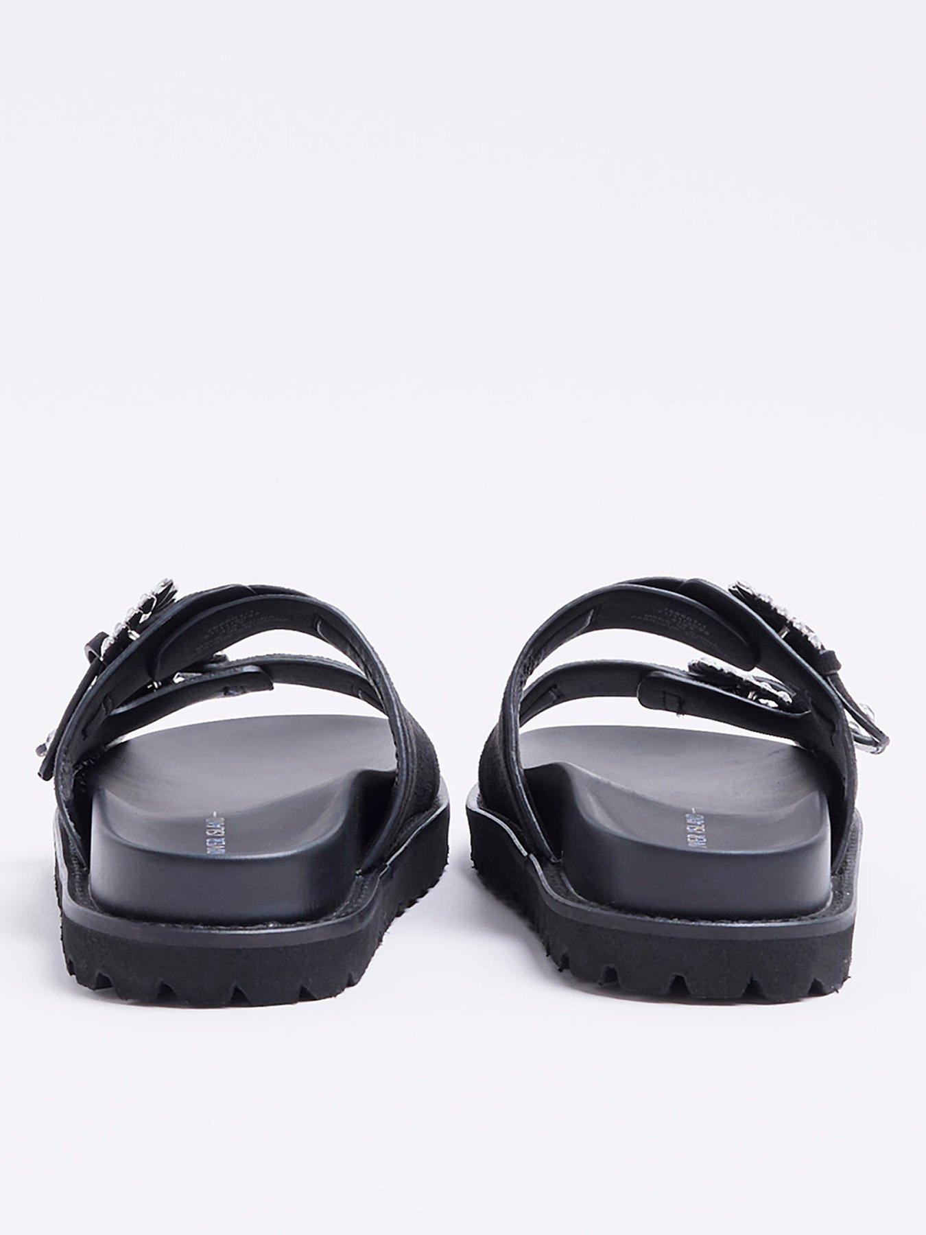 River island black sandals store