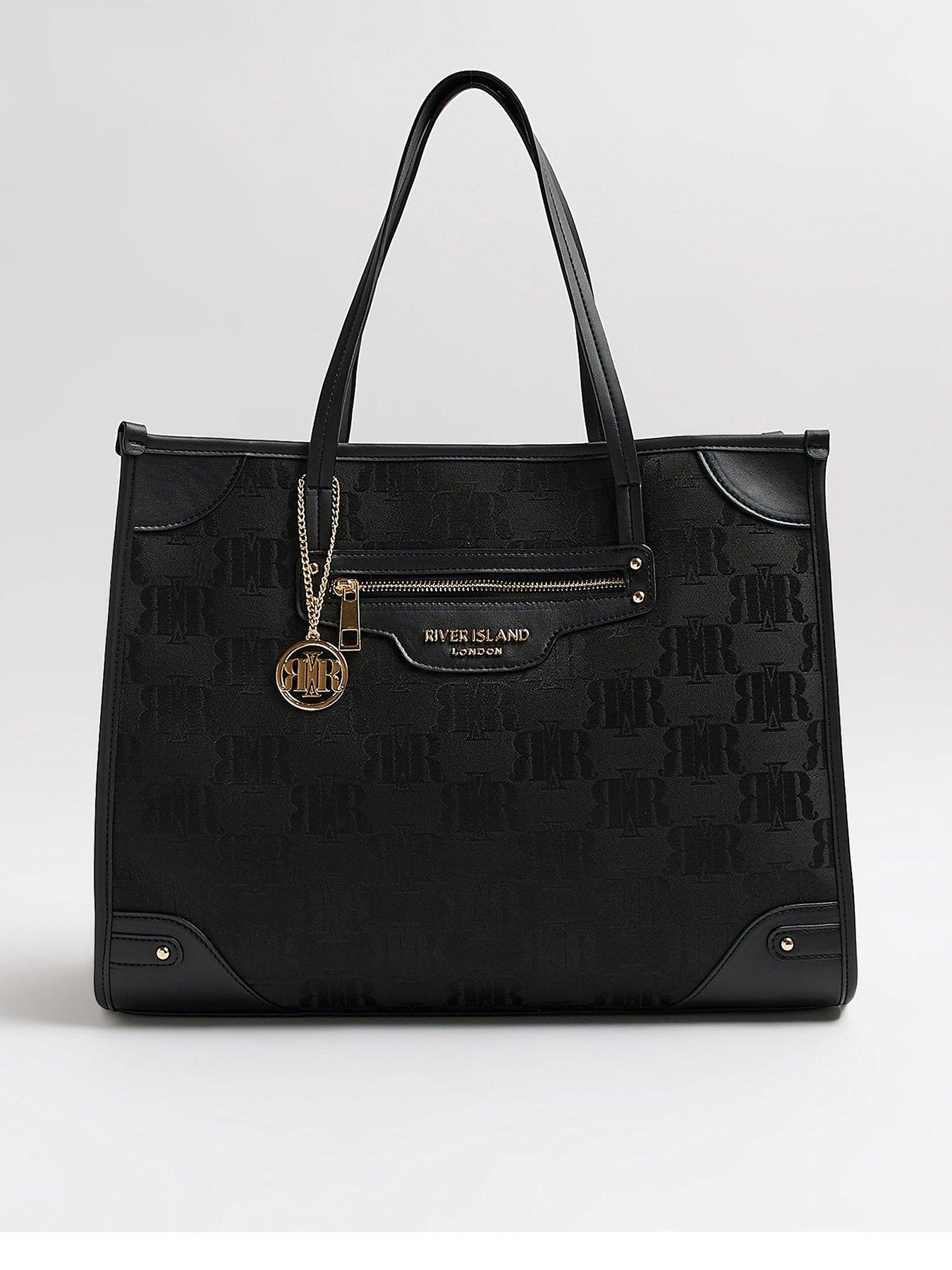 River Island Jacquard Square Shopper Bag - Black | littlewoods.com