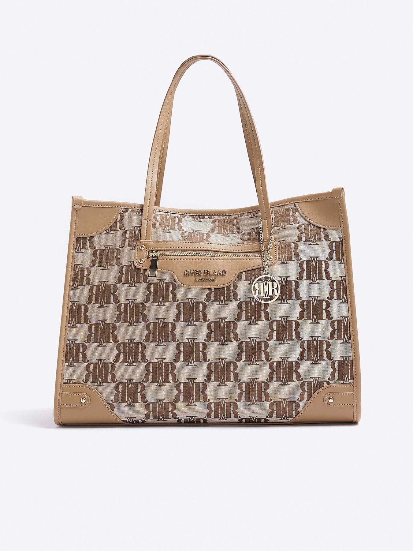  image of river-island-jacquard-square-shopper-bag-light-brown