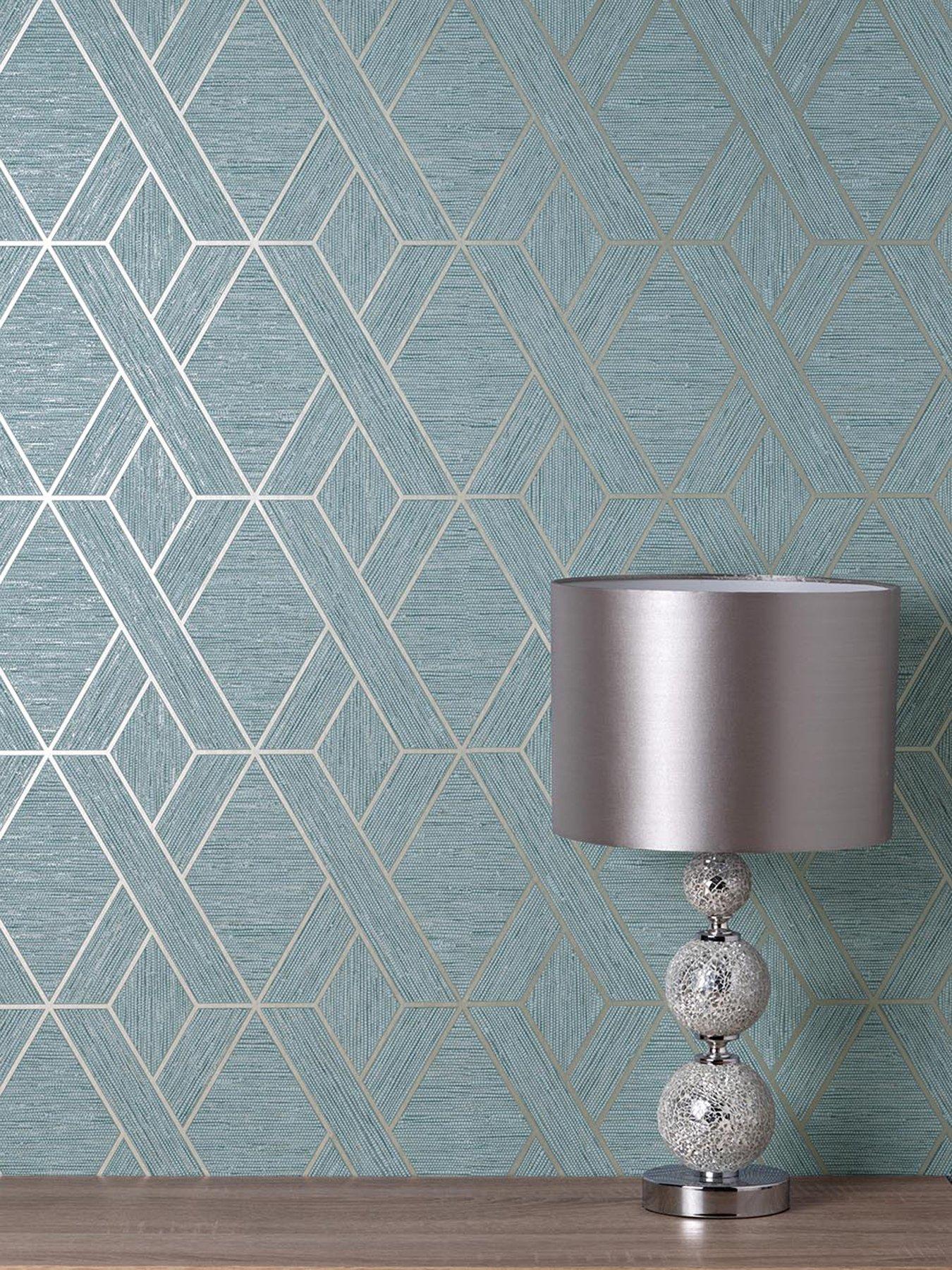 Image 3 of 5 of Fine Decor Miya Geo Wallpaper in Teal