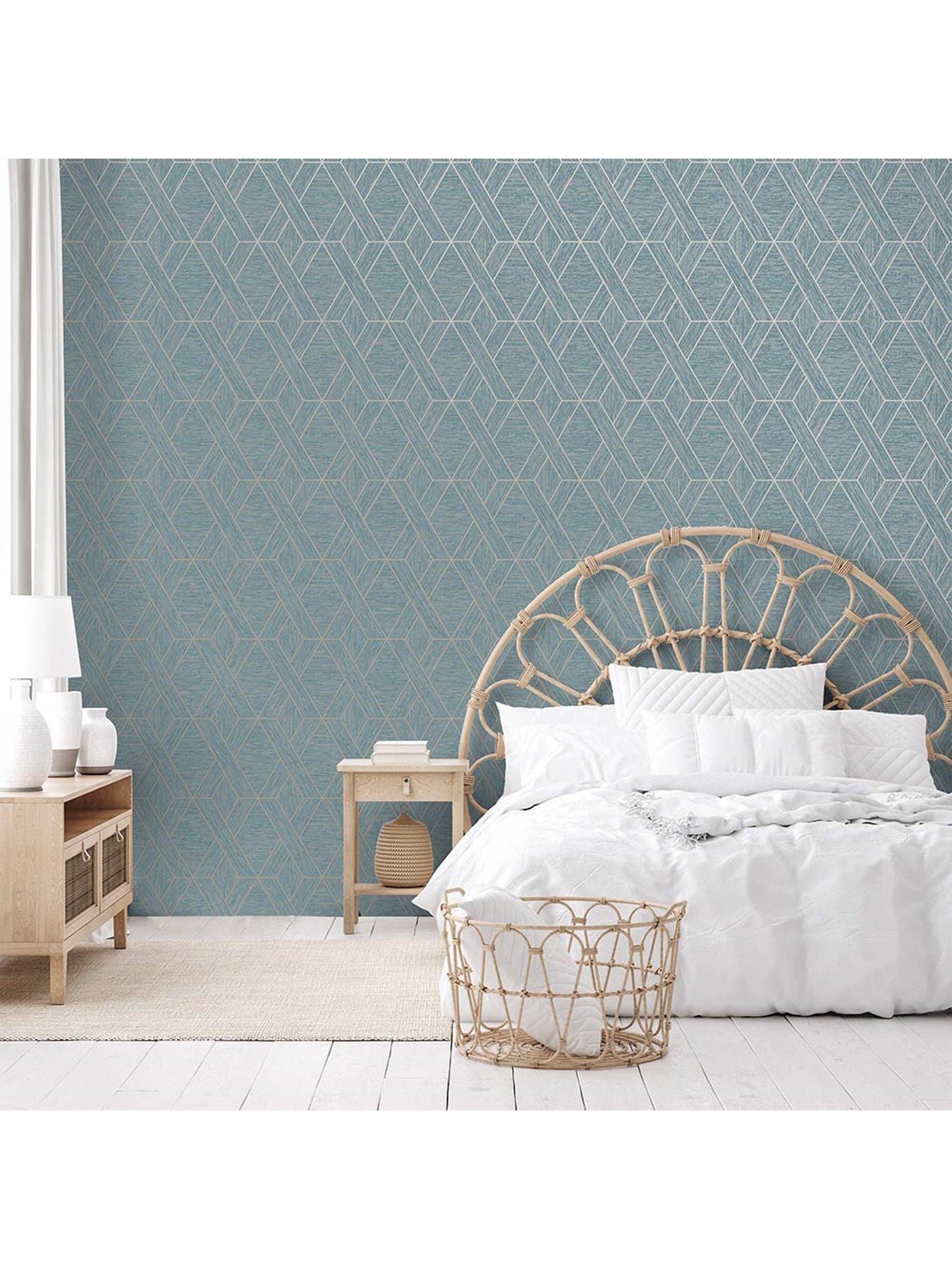 Image 4 of 5 of Fine Decor Miya Geo Wallpaper in Teal