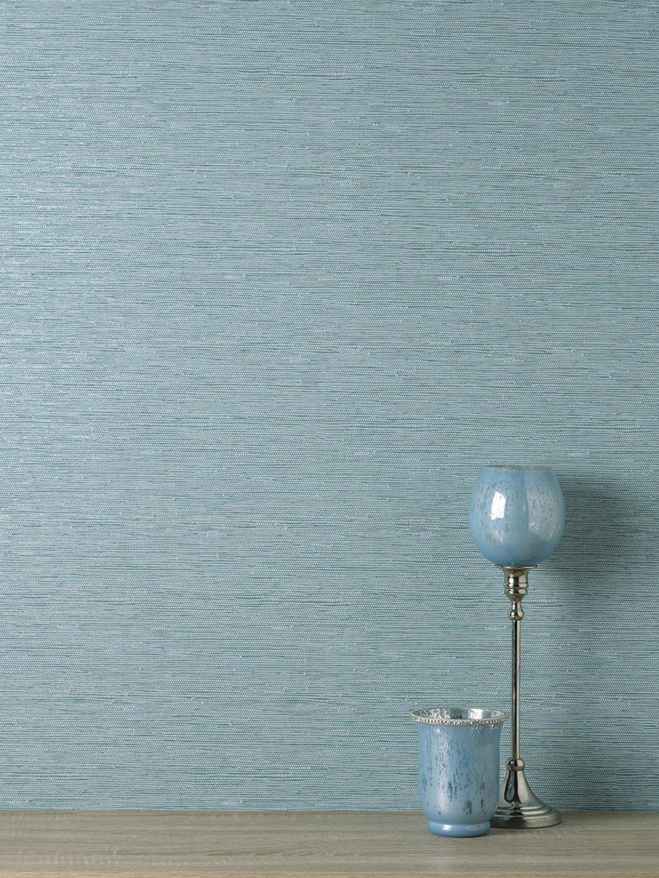 Fine Decor Miya Grasscloth Wallpaper in Teal
