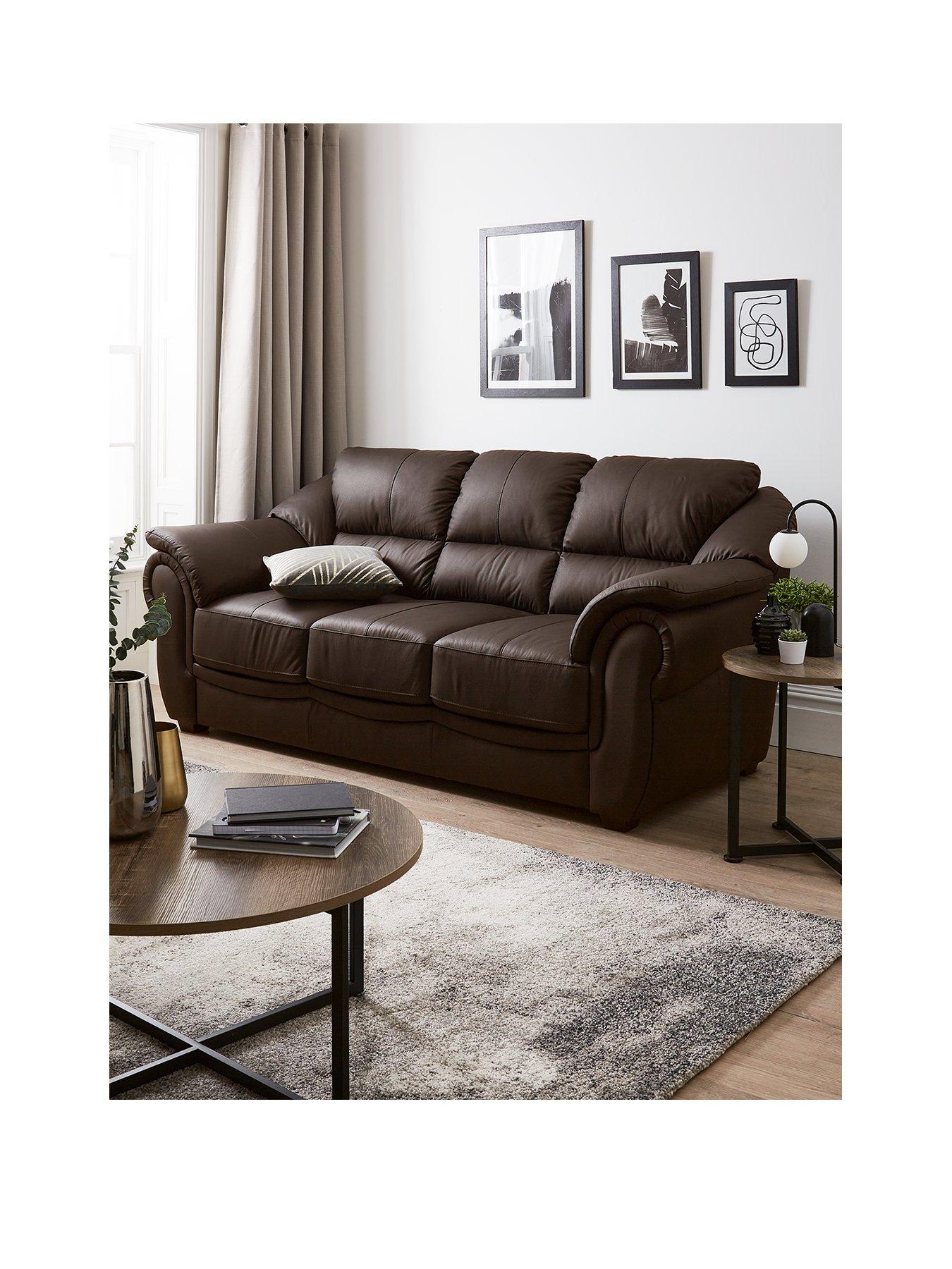 Very Home Naples Leather 3 Seater + 2 Armchairs Set (Buy and SAVE