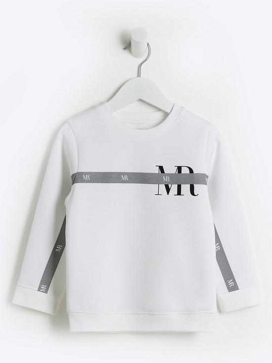 front image of river-island-mini-mini-boys-maison-riviera-sweatshirt-white