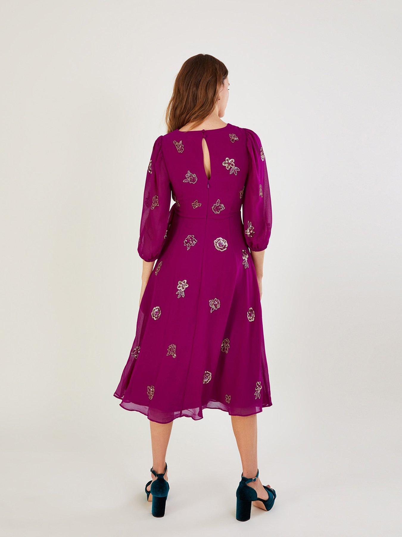 Monsoon Ava Embellished Wrap Dress Pink