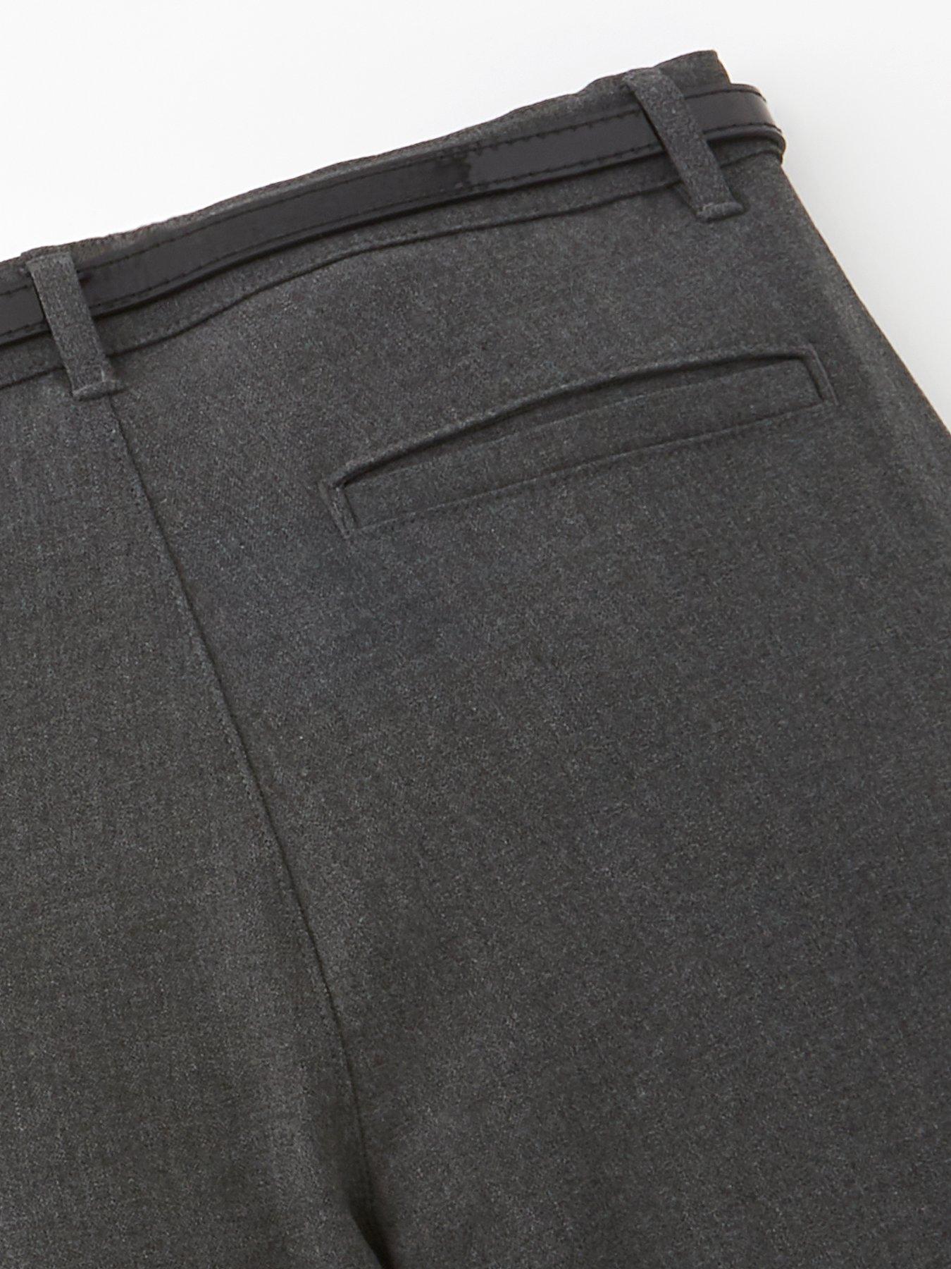  image of v-by-very-girls-skinny-leg-belted-school-trousers-grey