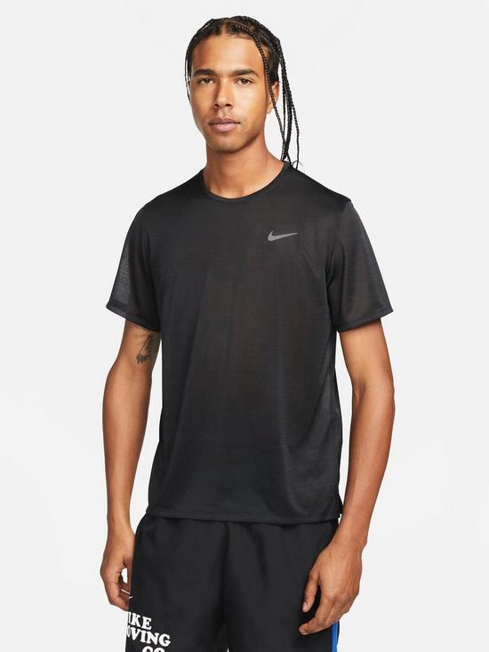 Nike Dri-fit Running Miler Breathe T-shirt - Black | littlewoods.com