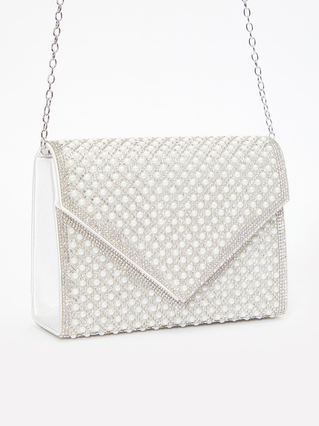 Quiz Bridal Pearl Embellished Clutch Bag