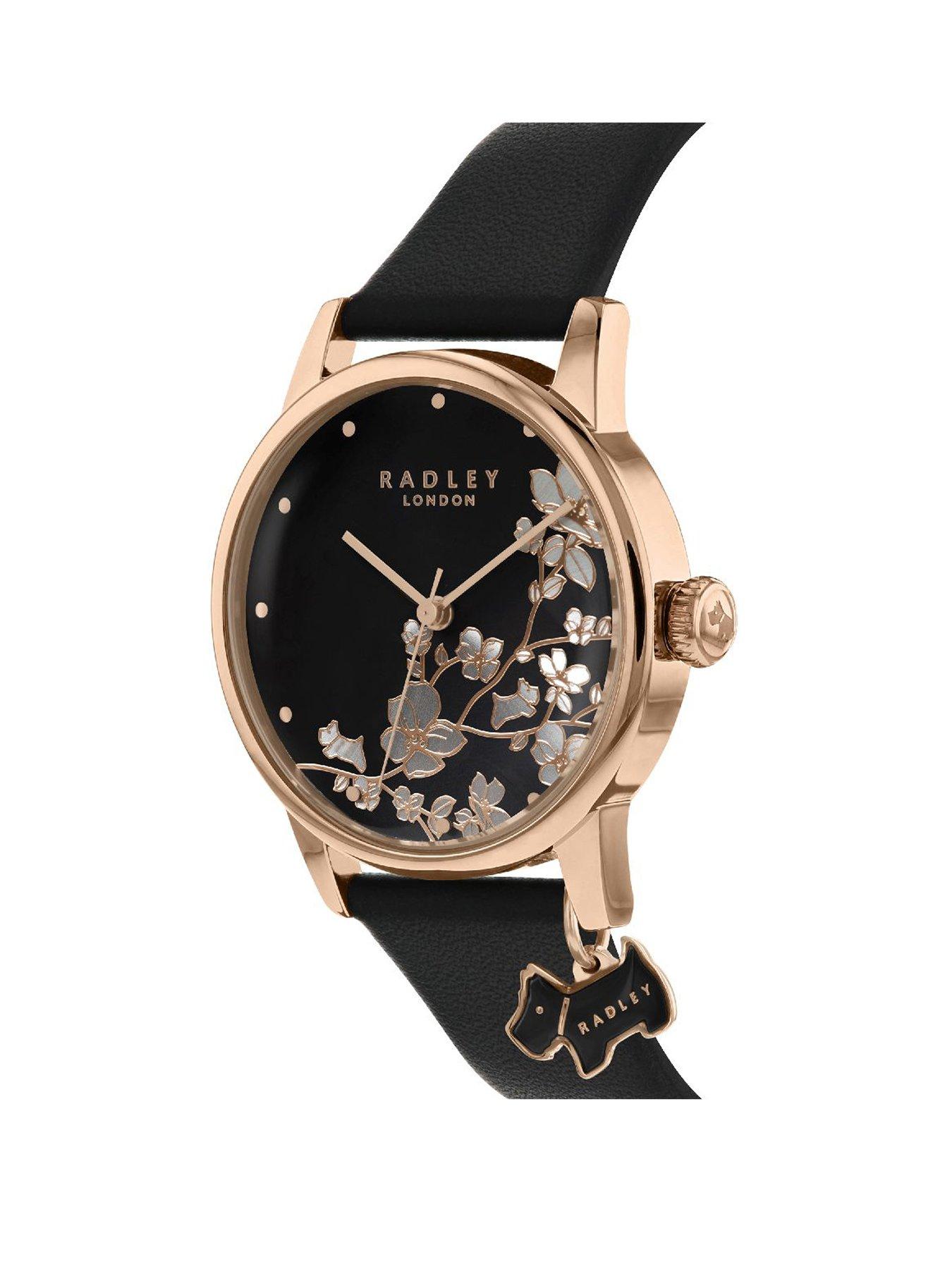 Radley ladies smart online black leather strap watch