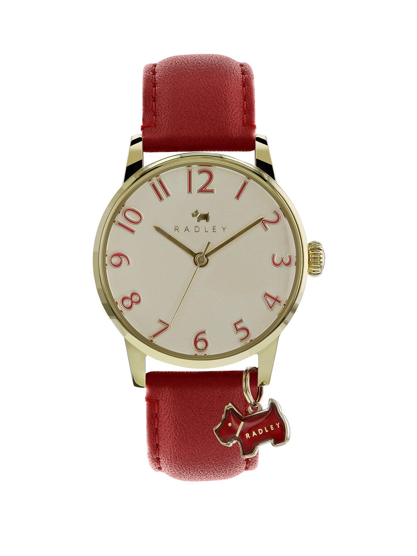 Radley Watch It Tortoise Dial With Dog Charm Black Silicone Strap Ladies Watch littlewoods