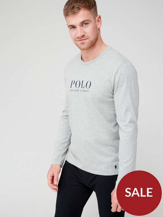 front image of polo-ralph-lauren-chest-logo-long-sleeve-lounge-t-shirt-greynbsp