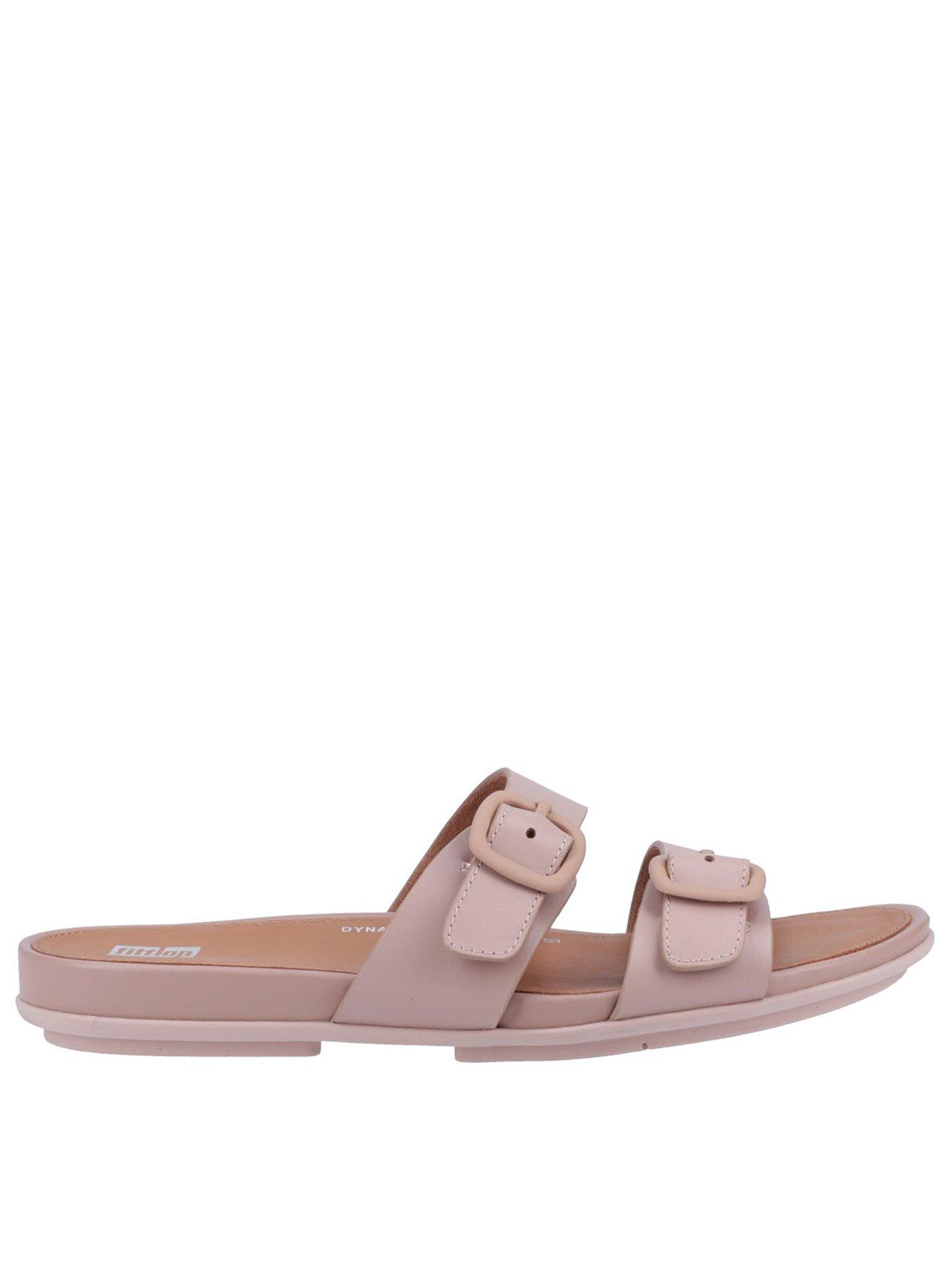 undefined Gracie Rubber-buckle Two-bar Leather Slides - Beige
