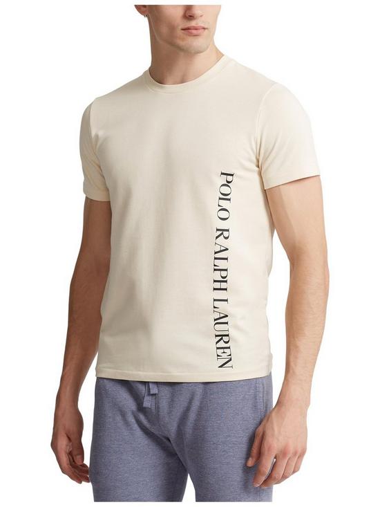 front image of polo-ralph-lauren-logo-lounge-t-shirt-cream