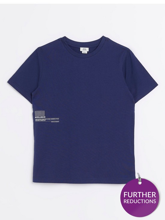 front image of river-island-boys-short-sleeve-t-shirt-navy