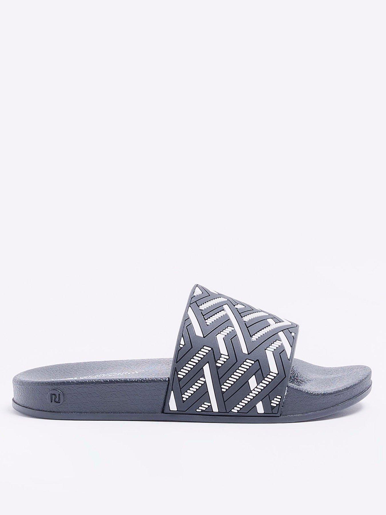 River Island Boys Geometric Sliders Black littlewoods