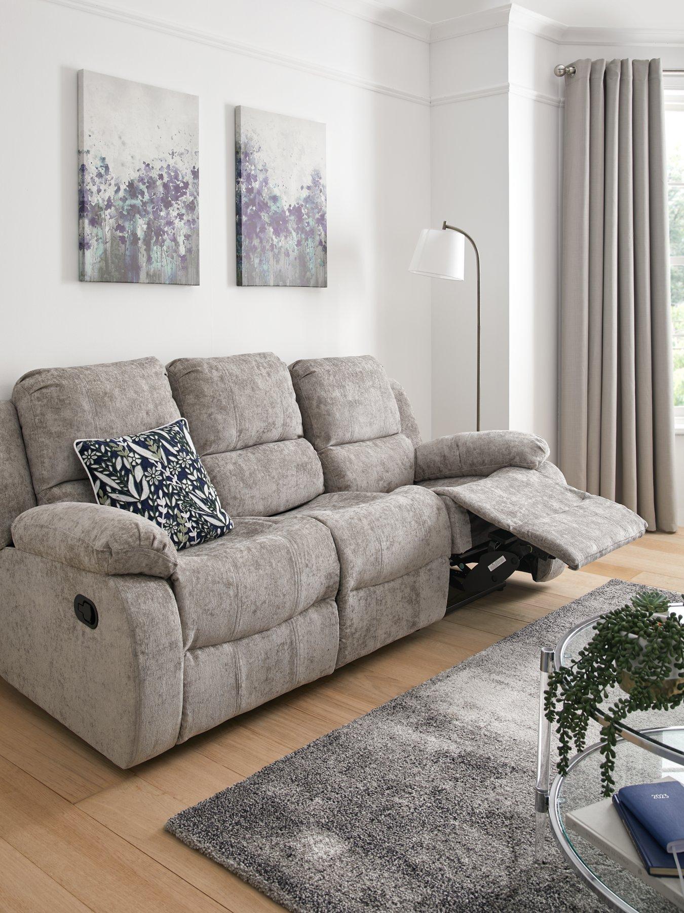 Alaska Fabric 3 Seater Recliner Sofa Grey FSC® Certified