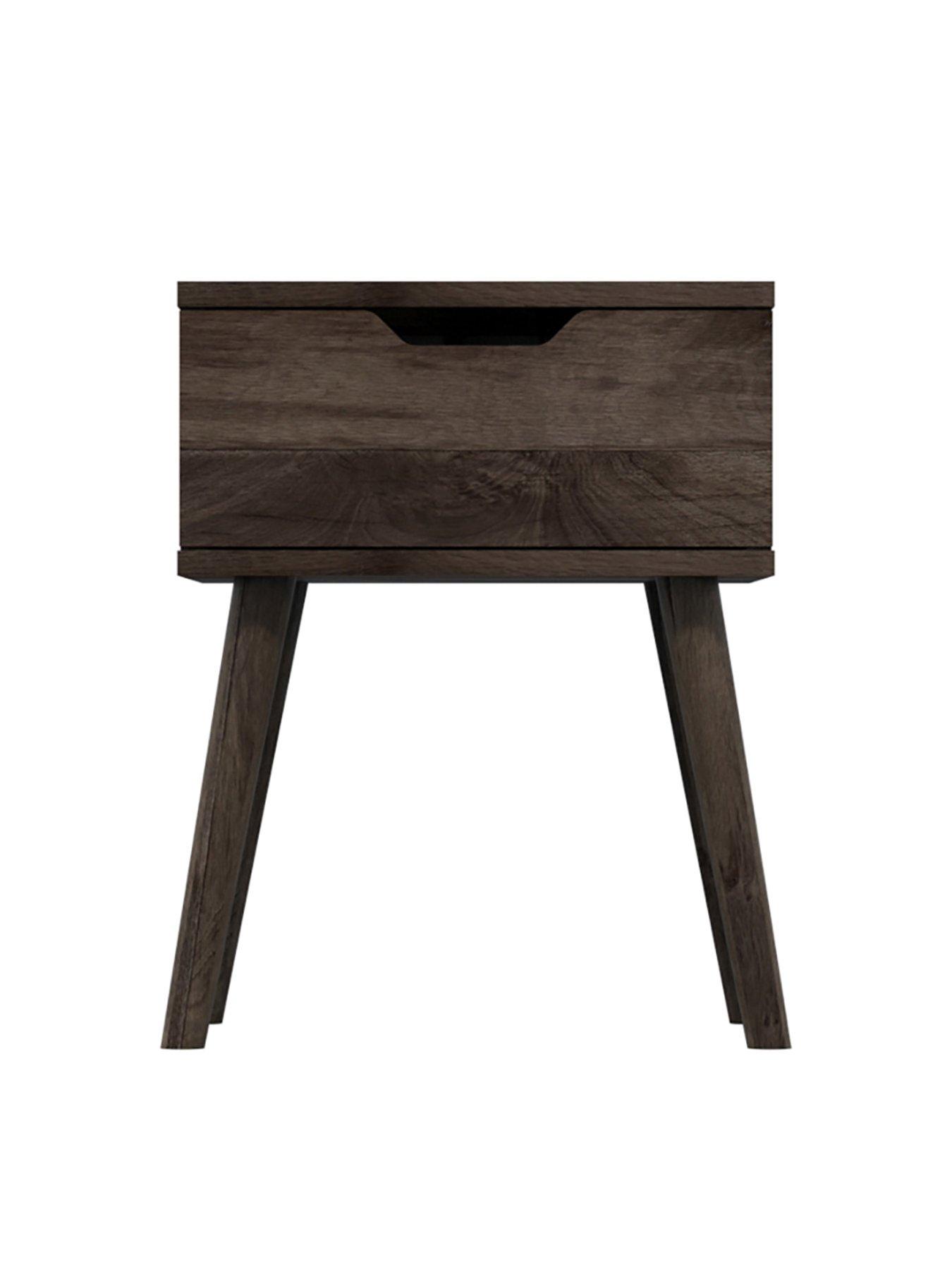 One Call Mustique Ready Assembled 1 Drawer Lamp Table - Dark Oak