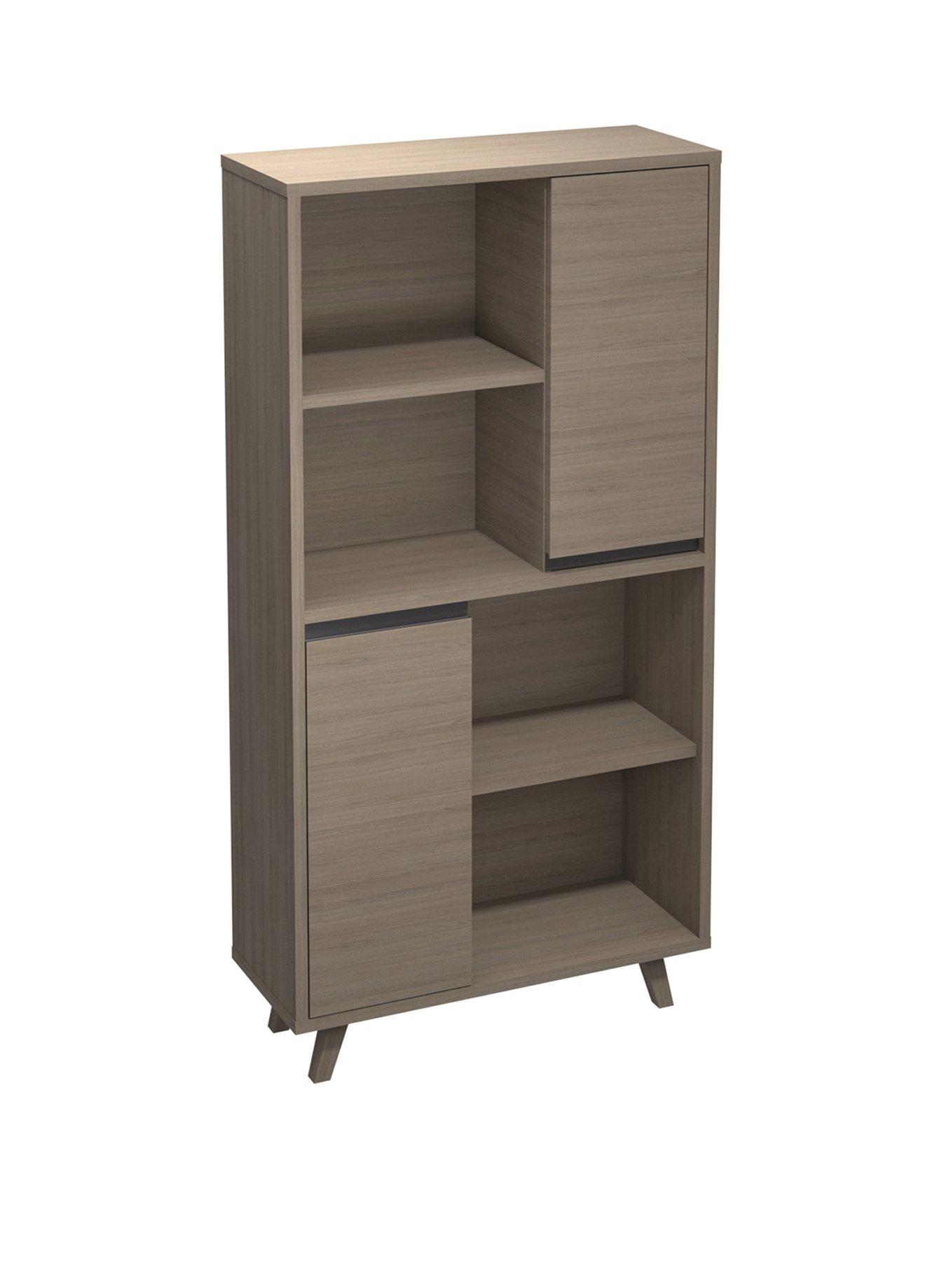 Miller Ready Assembled 2 Door Bookcase Grey