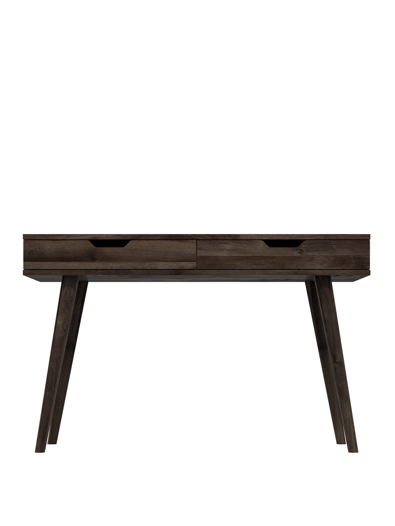 One Call Mustique Ready Assembled 2 Drawer Office Desk - Dark Oak