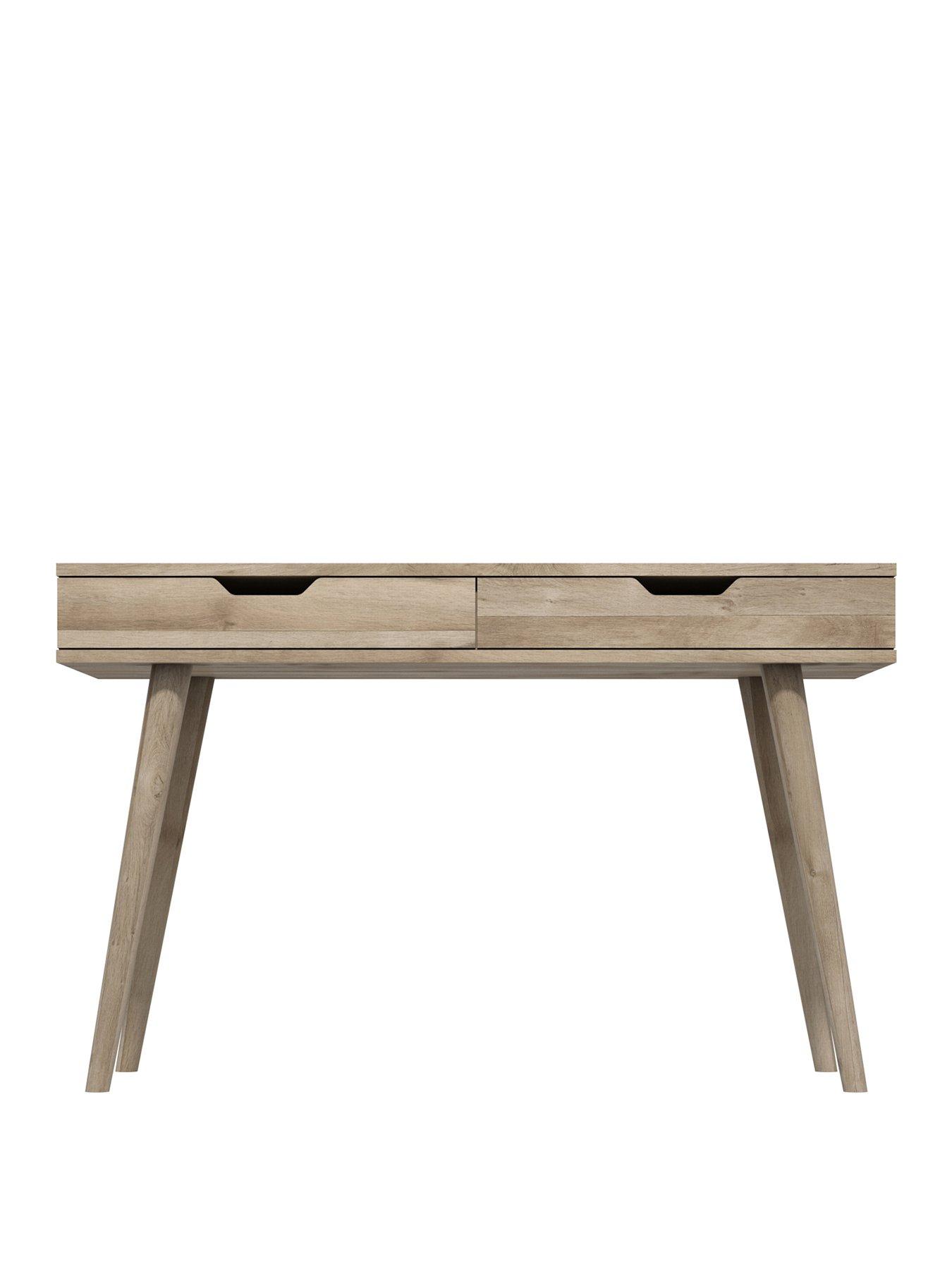 One Call Mustique Ready Assembled 2 Drawer Office Desk - Oak