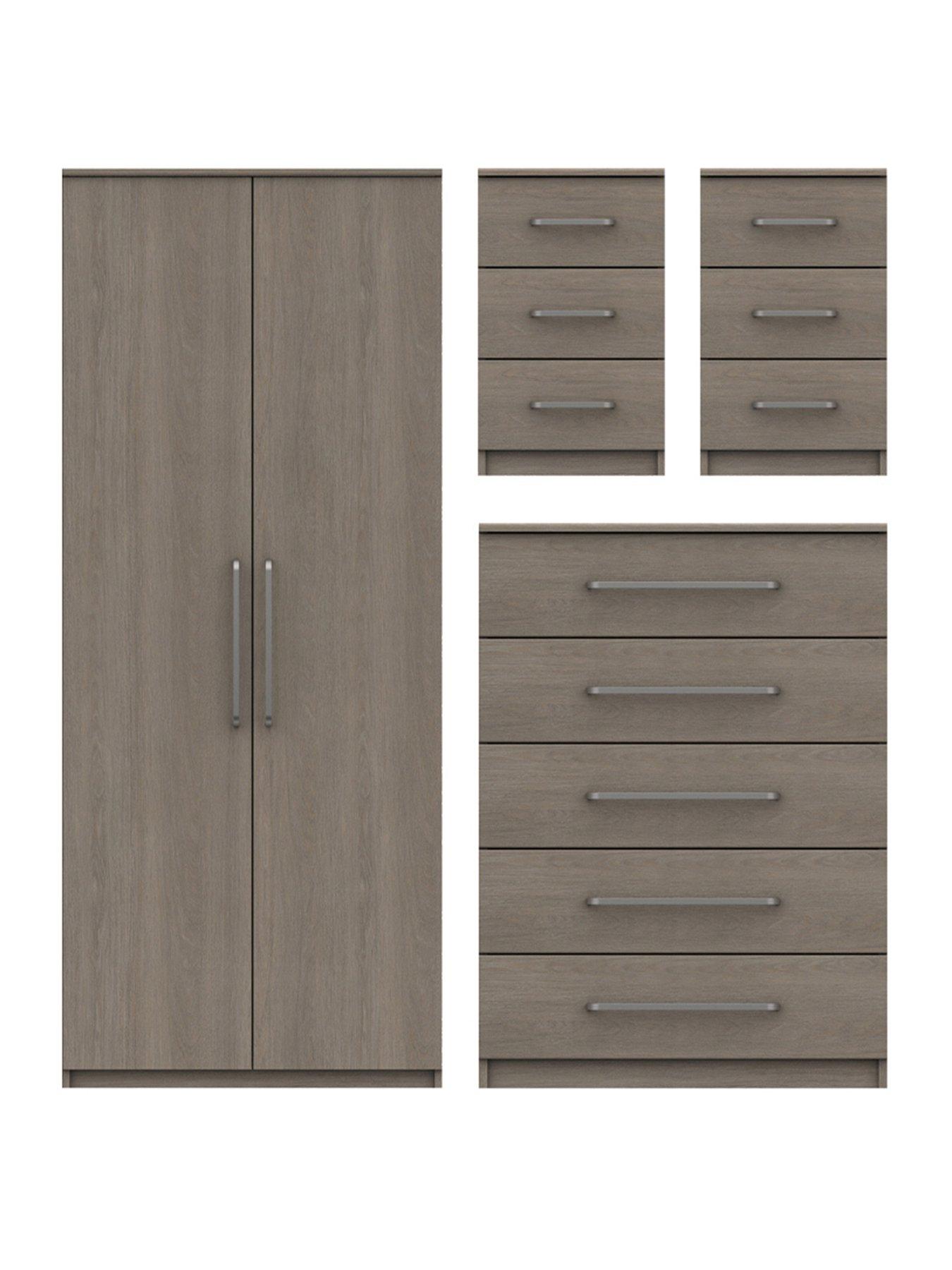  image of one-call-reagon-readynbspassembled-4-piece-package-2nbspdoornbspwardrobe-5-drawer-chest-and-2-bedside-chests