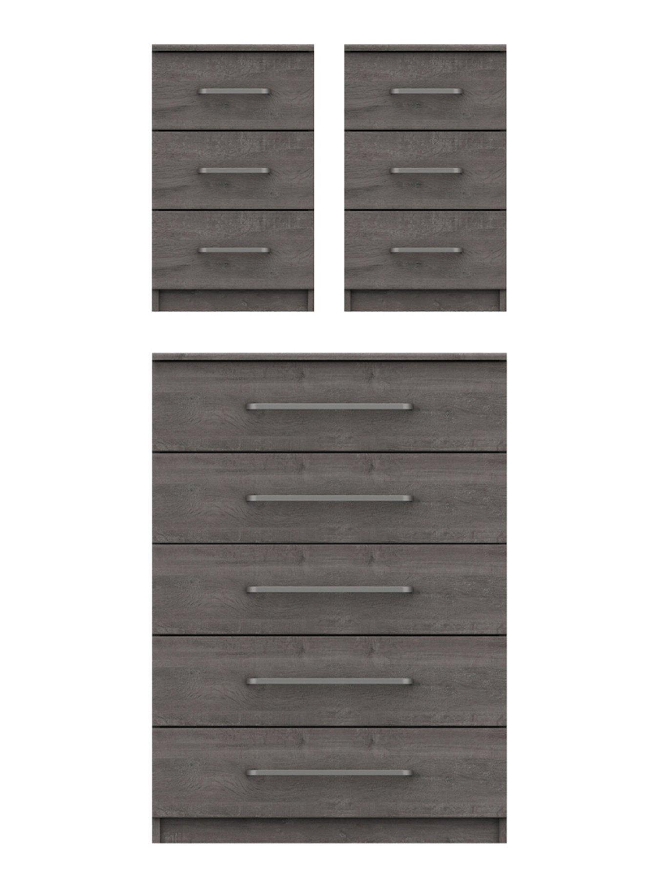 undefined Reagon Ready Assembled 3 Piece Package - 5 Drawer Chest and 2 Bedside Chests
