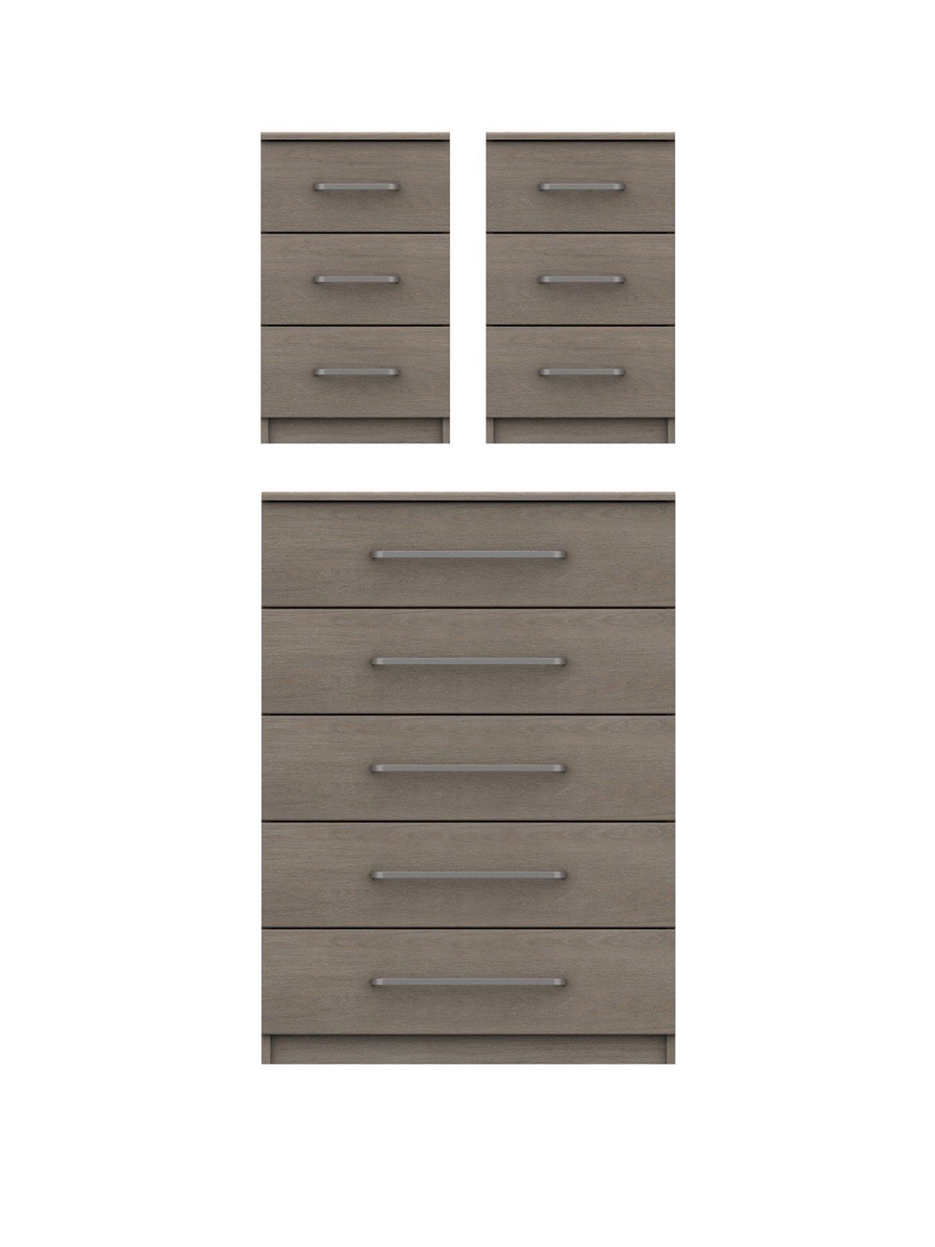 image of one-call-reagon-ready-assembled-3-piece-package--nbsp5-drawer-chest-and-2-bedside-chests