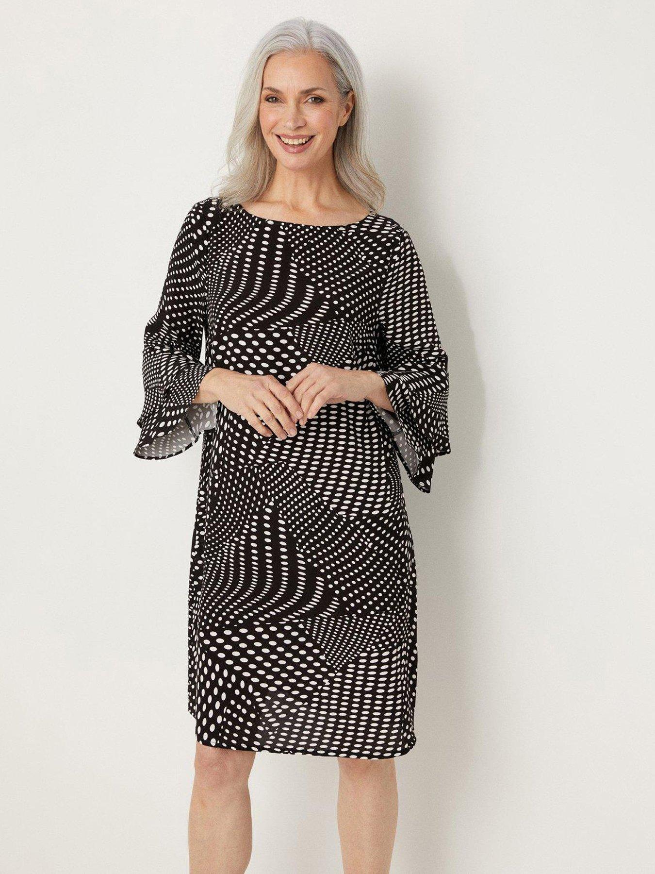  image of wallis-spot-print-shift-dress-black