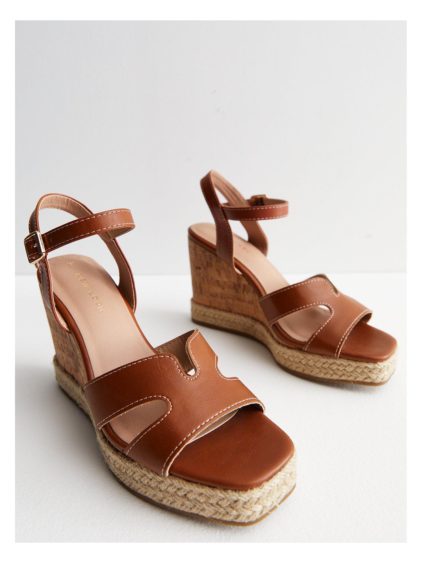 Tan leather store espadrille sandals