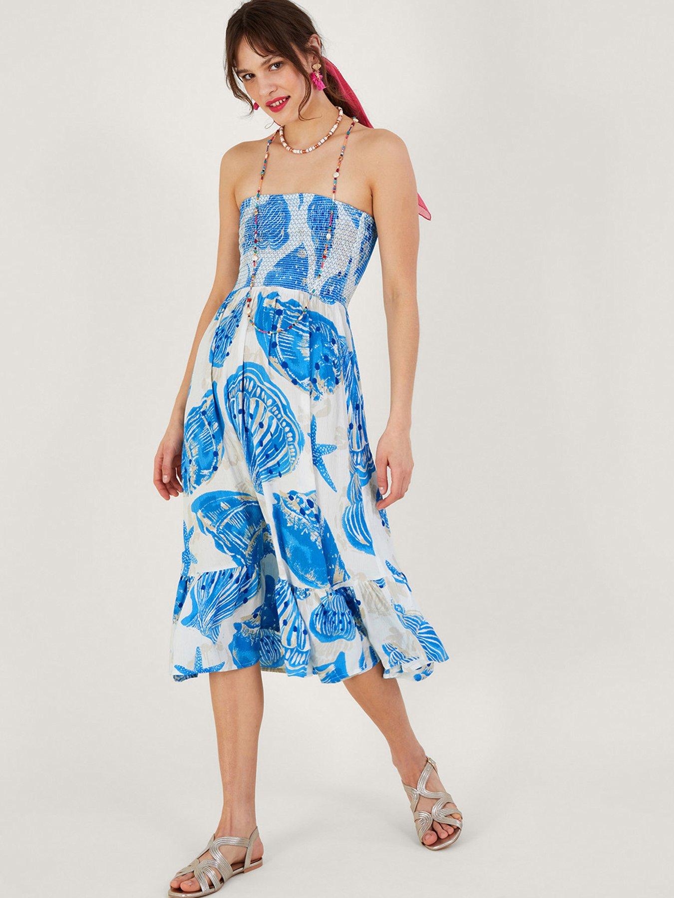 Monsoon Shell Print Bandeau Midi Dress | littlewoods.com