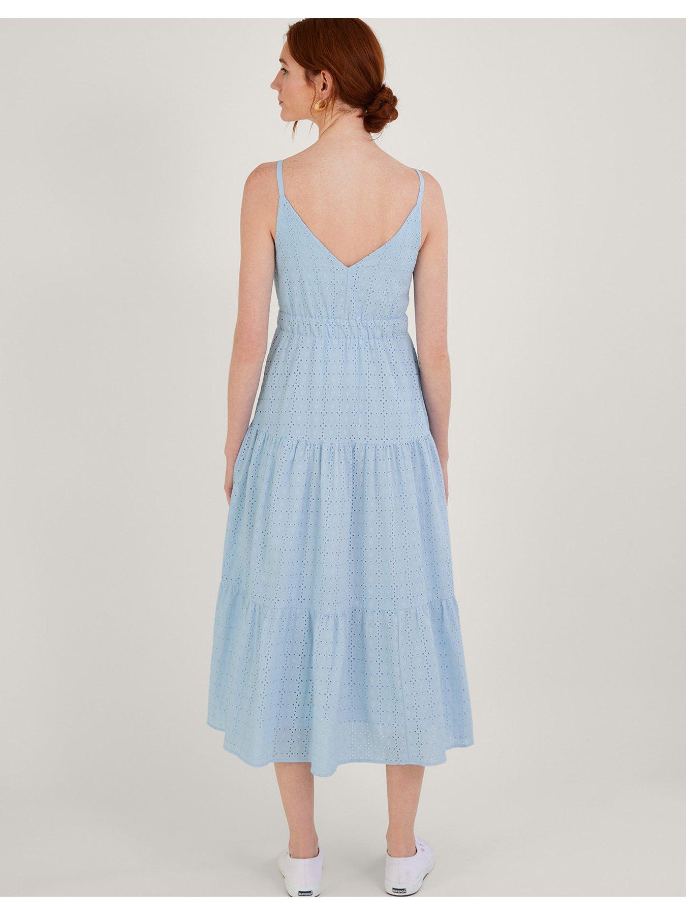 Monsoon Belle Broderie Dress - Blue | littlewoods.com