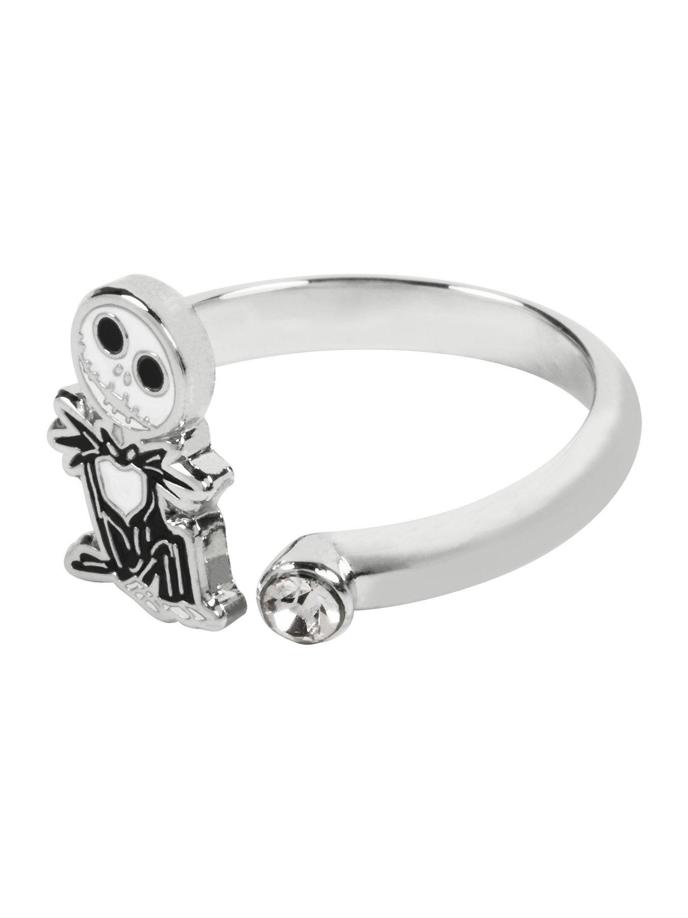 Image 2 of 3 of Disney Nightmare Before Christmas White &amp; Black Silver Plated Clear Stone Ring