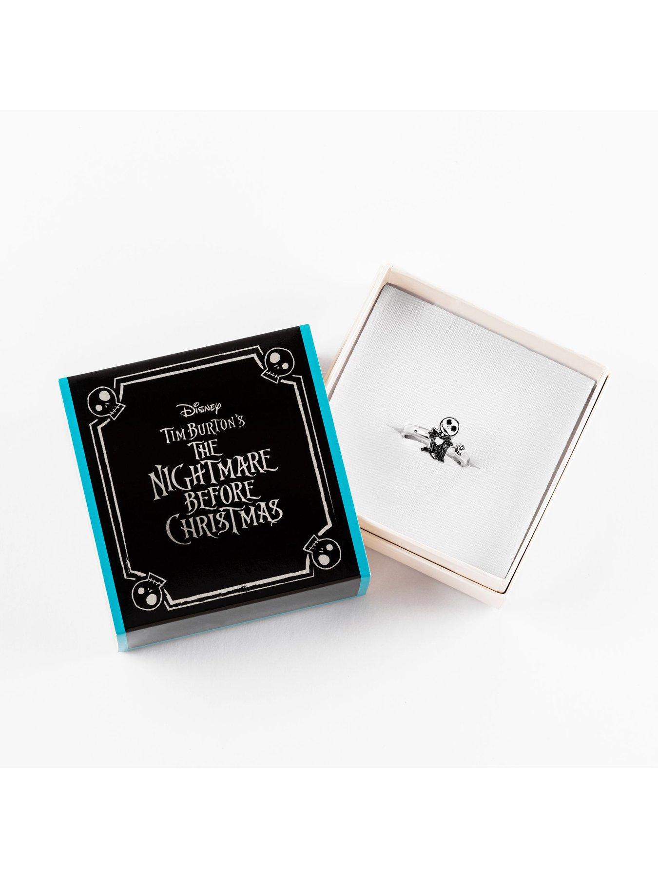 Image 3 of 3 of Disney Nightmare Before Christmas White &amp; Black Silver Plated Clear Stone Ring