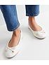 image of new-look-wide-fit-white-quilted-leather-look-bow-ballerina-pumps