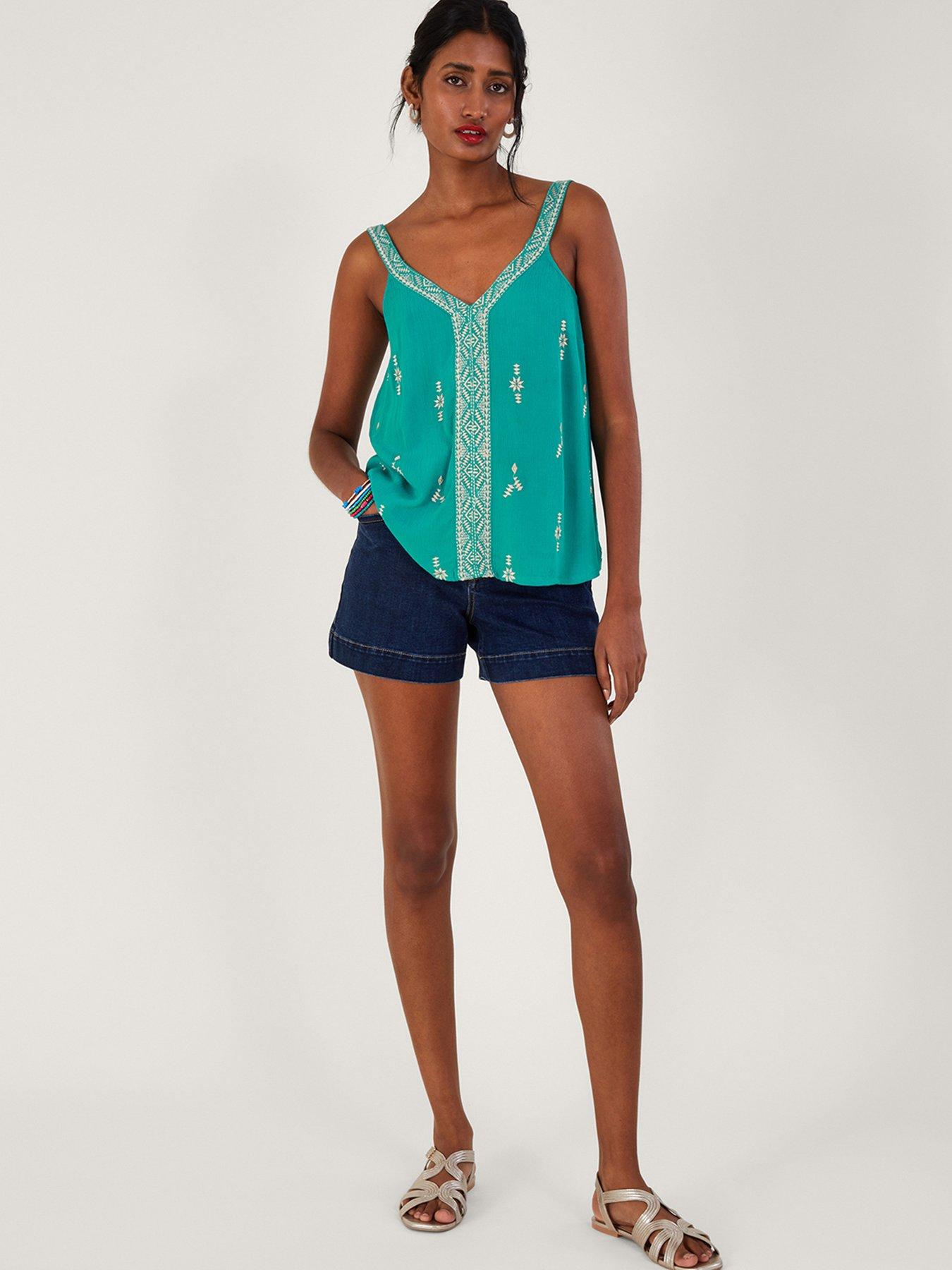 Embroidered Square Neck Cami Top, Monsoon