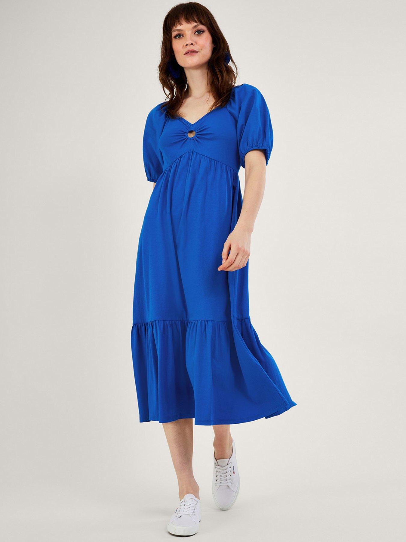 Hattie Embellished Wrap Dress Blue