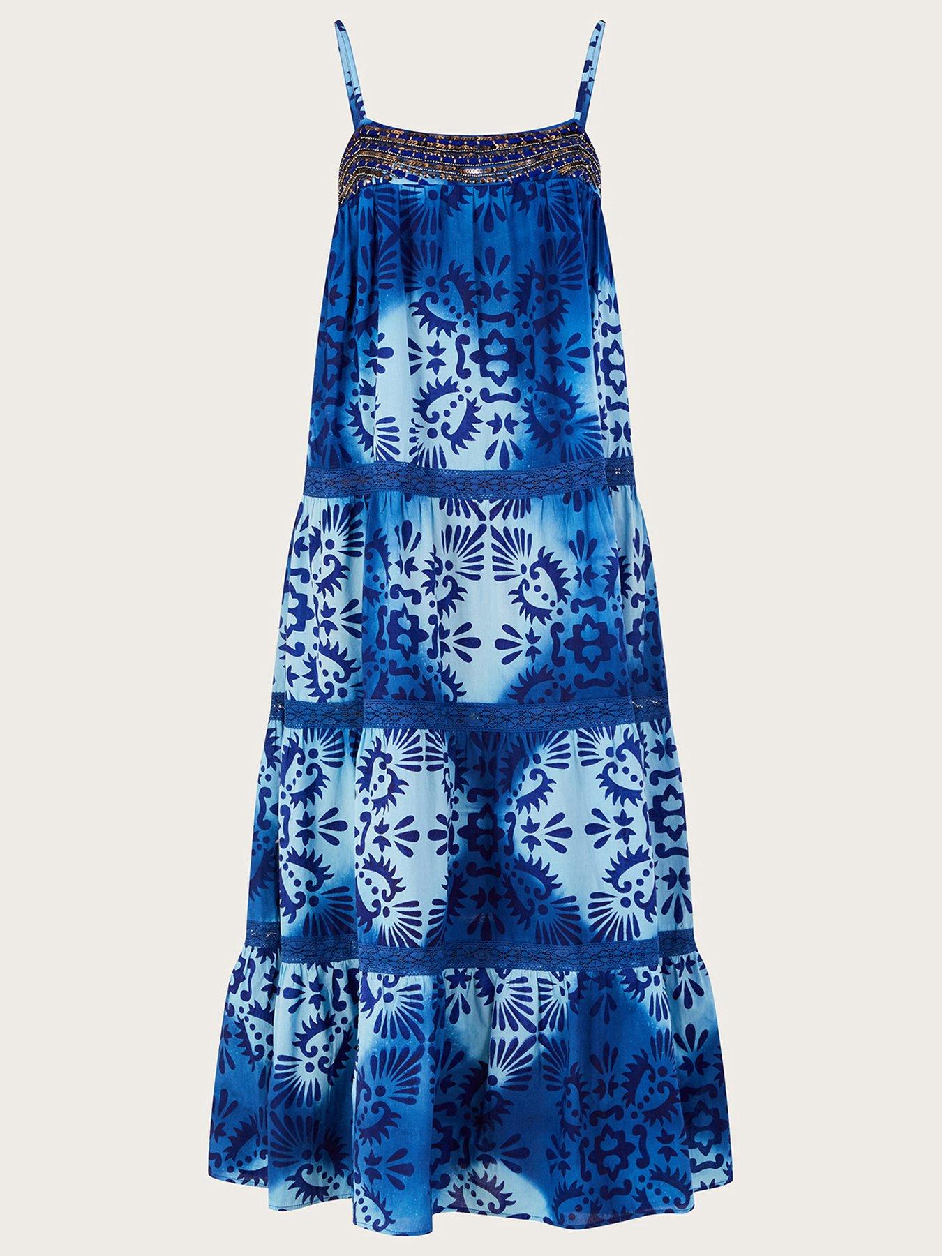 Monsoon Ikat Print Tiered Cami Dress