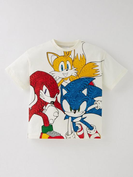 front image of sonic-the-hedgehog-and-friends-graphic-t-shirt--nbspoff-white