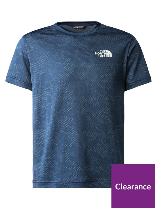 front image of the-north-face-older-boy-mountain-athletics-short-sleeve-tee-blue