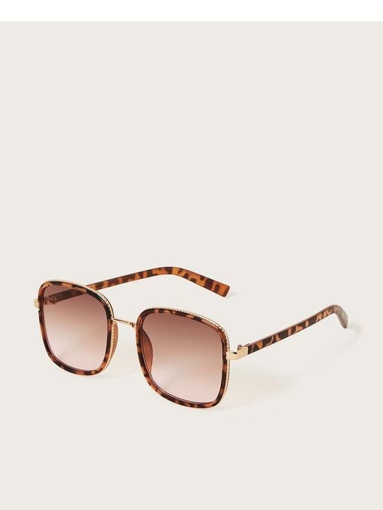 front image of monsoon-tortoise-shell-square-lense-sunglasses