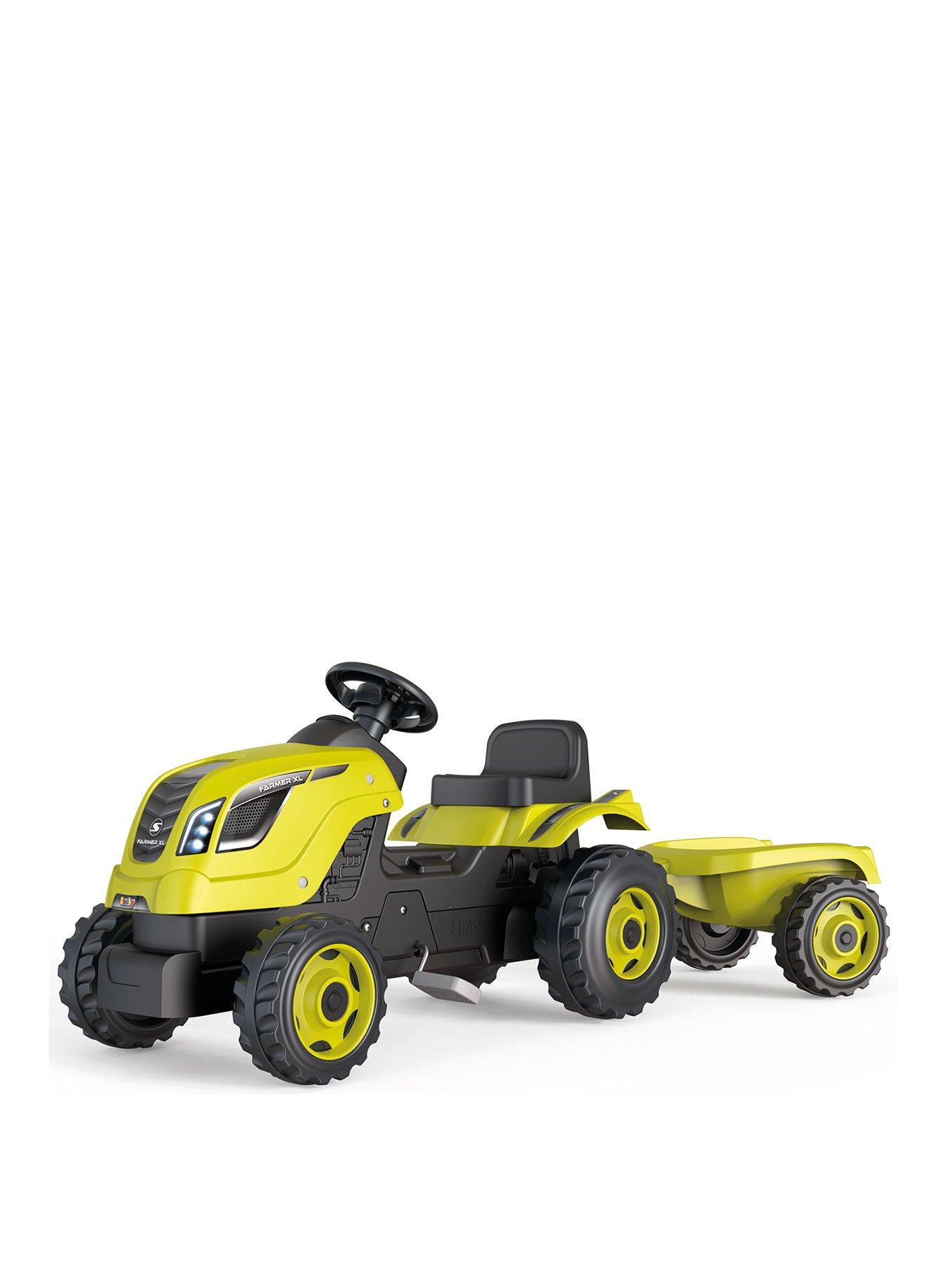 smoby-farmer-xl-green-pedal-tractor-with-trailer
