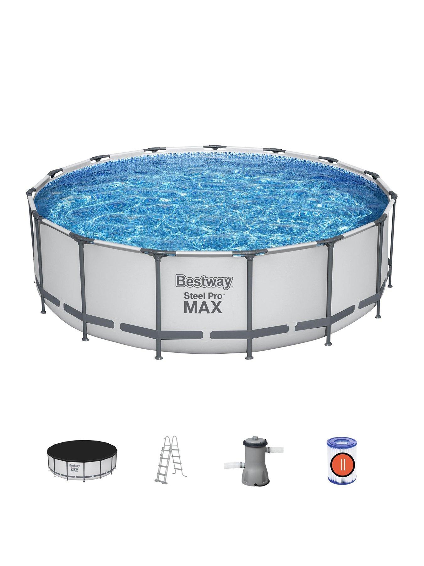 Image 1 of 5 of Bestway 15ft Steel Pro MAX Frame Pool Set, Filter Pump with Ladder
