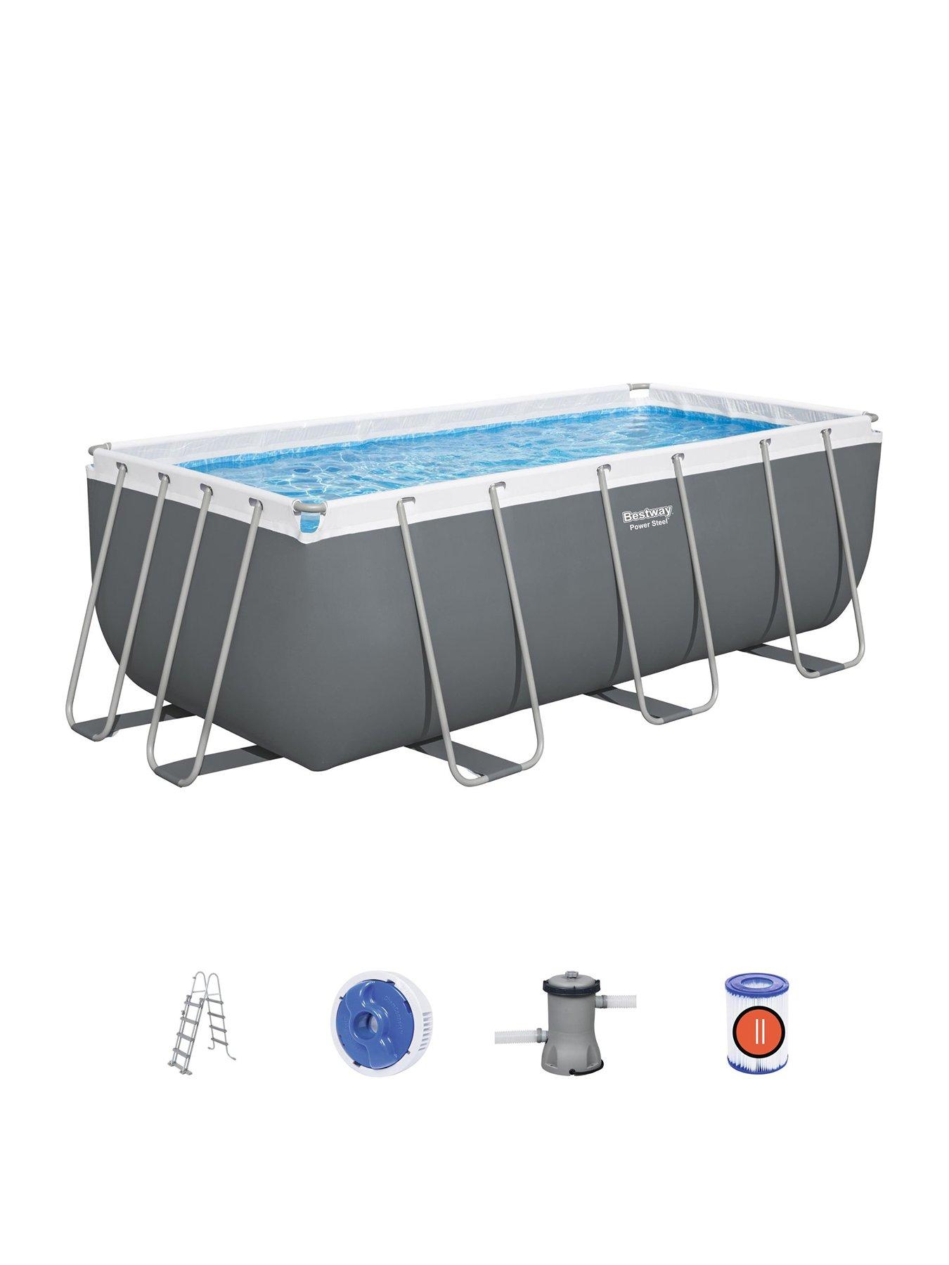 undefined 13ft x 6ft Power Steel Frame Pool Set, Filter Pump with Ladder
