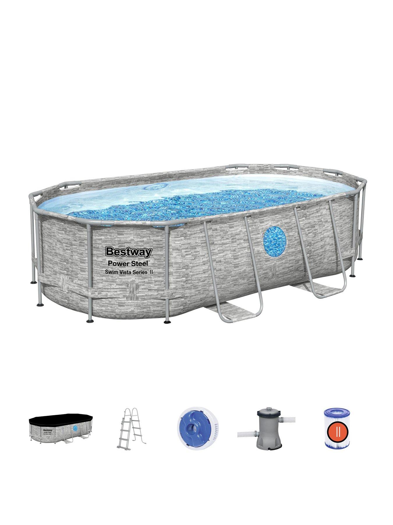 undefined 14ft Power Steel Swim Vista Series II Oval Pool Set