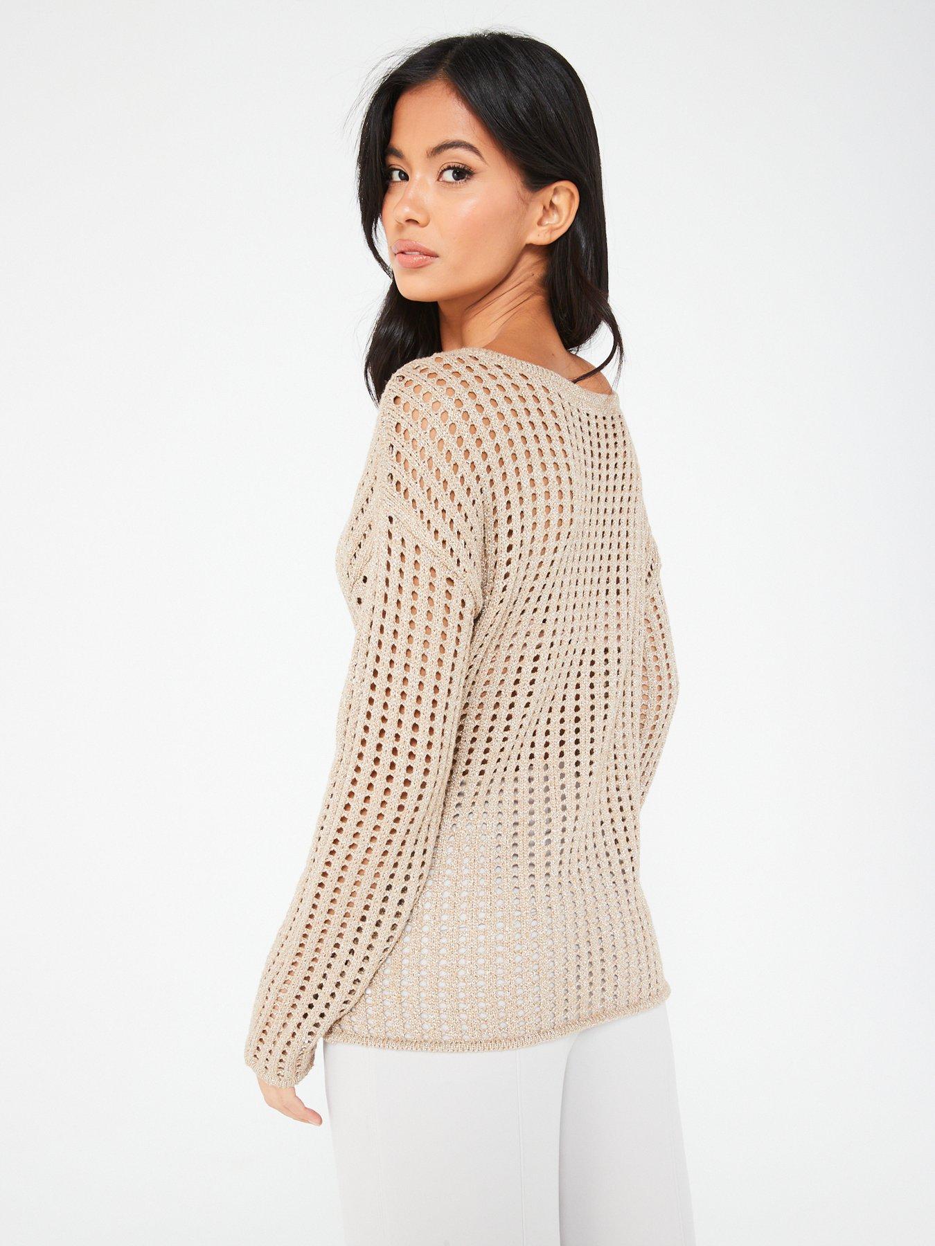 Fig & Basil Lurex Open Stich Knit - Brown | littlewoods.com