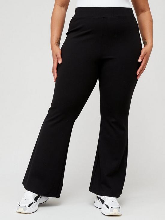 front image of v-by-very-curve-power-stretch-kickflare-trouser-black
