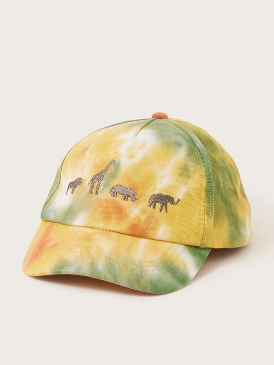 front image of monsoon-boys-embroidered-tie-dye-animal-cap-multi