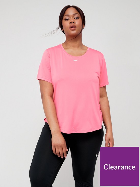front image of nike-one-curve-long-sleeve-top-pink
